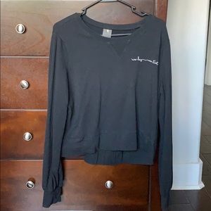 CALIA Cropped Black "New Day New Start" Top